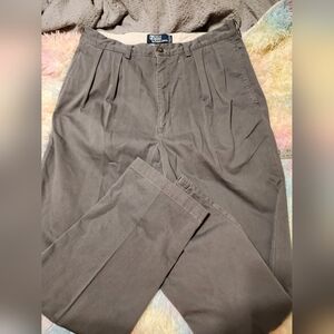VTG Y2K Polo Ralph Lauren Andrew Pant Mens 36x32 Gray  Pleated Chino  Trousers